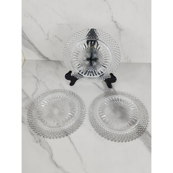 Fostoria Stratton Avon Salad Plates 8" Heavy America Lead Crystal Diamond Shaped - Picture 12 of 15